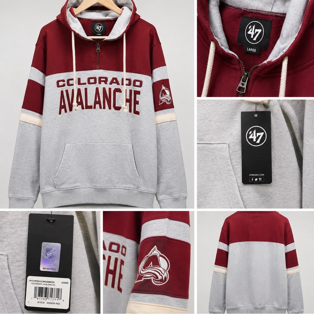'47 Colorado Avalanche Red & Gray Half-Zip Hoodie